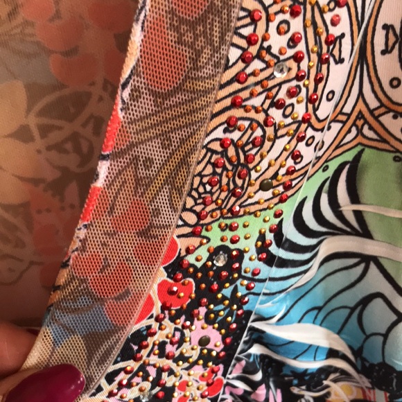 55) NWOT Blouse/tunic. Pretty multicolored print! - Picture 11 of 12